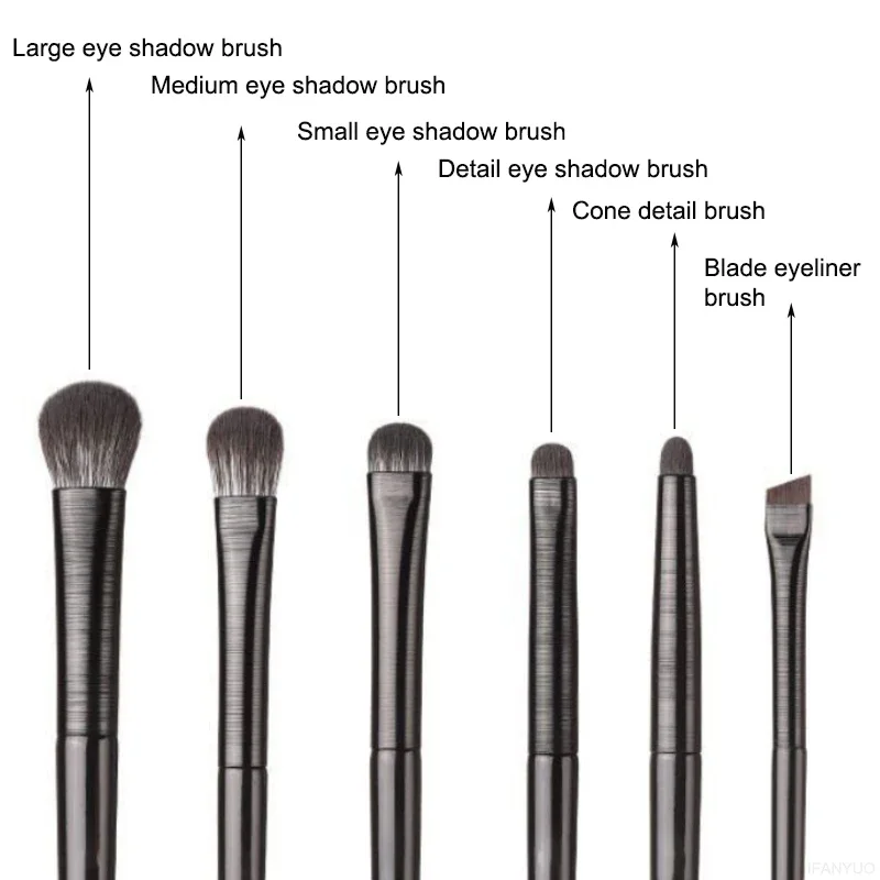 6pcs Black Eye Makeup Brushes Set Professional Contouring Eyeshadow Eyeliner Brush Portable Blending Facial Beauty Cosmetic Tool thumbnail 3