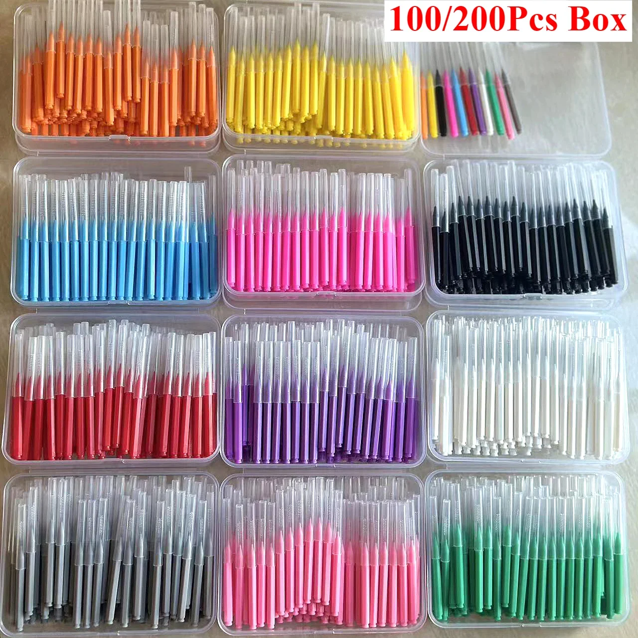 100/200Pcsbox Interdental Brushes Health Care Tooth Escova Interdental Cleaners Orthodontic Dental Teeth Brush Oral Hygiene Tool