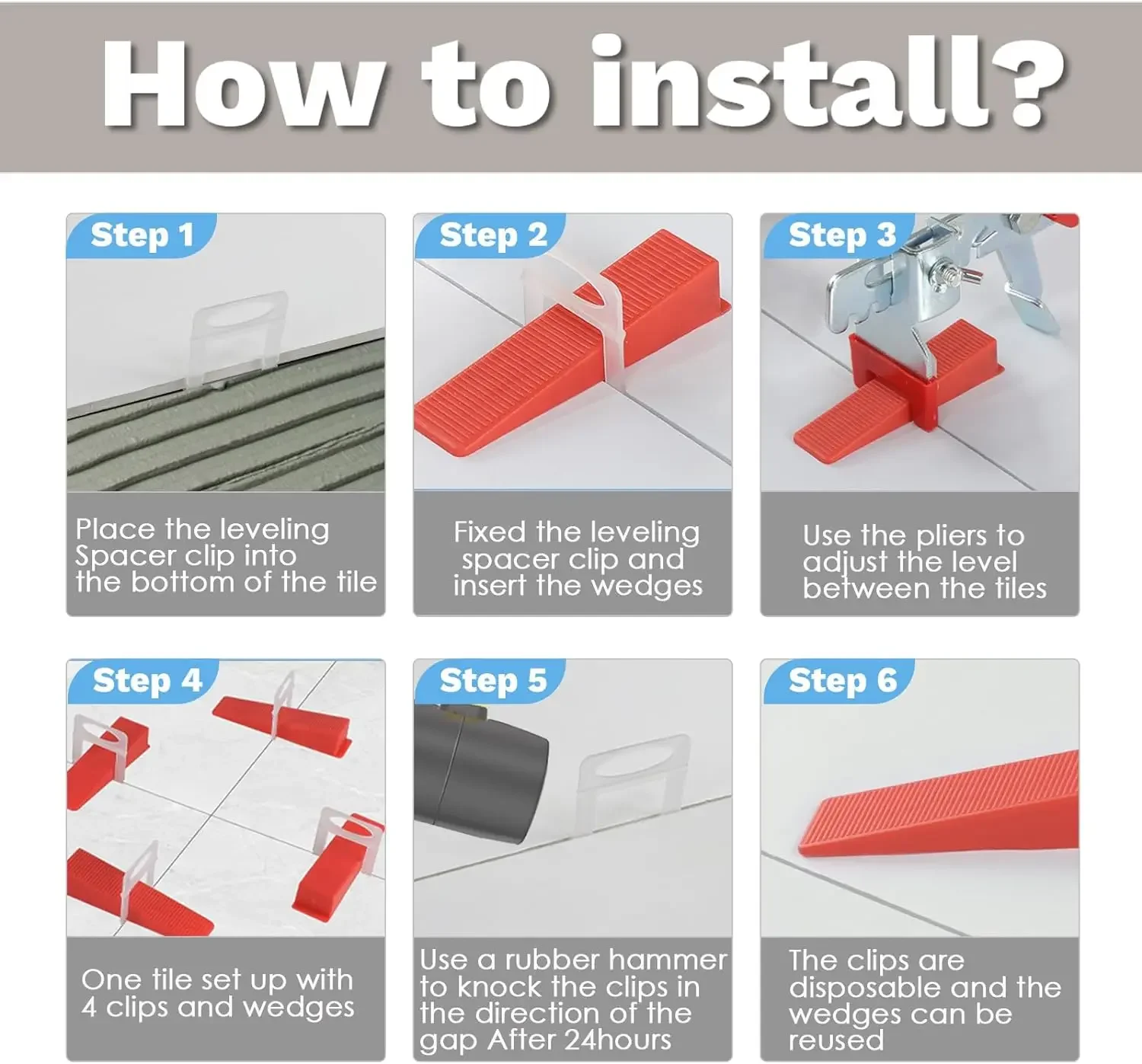 100-1500Pcs 0.35/0.5/1/1.5/2/2.5/3MM Tile Spacers Tile Leveling System Clips for Ceramic Tile Laying Leveling Construction Tools thumbnail 4