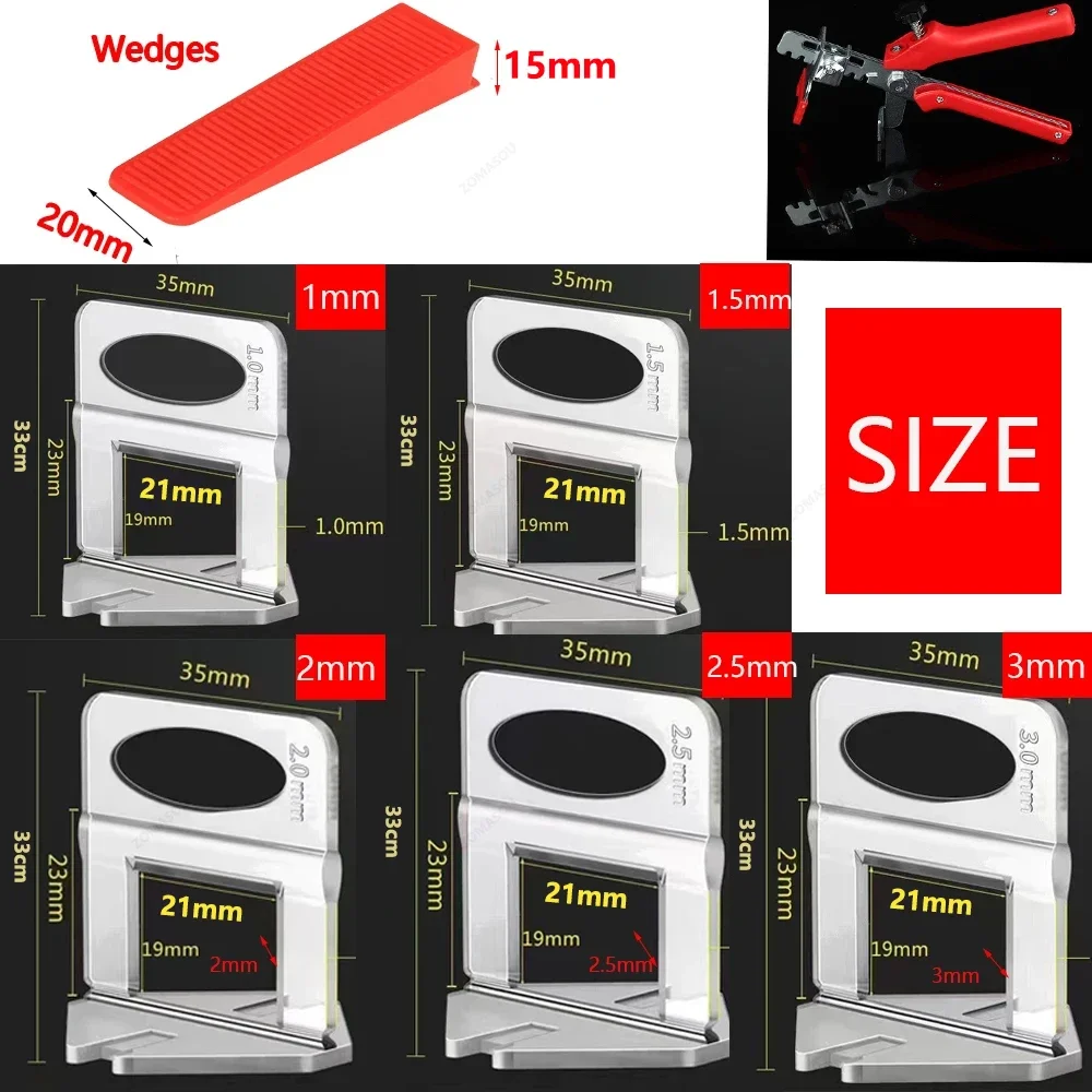 100-1500Pcs 0.35/0.5/1/1.5/2/2.5/3MM Tile Spacers Tile Leveling System Clips for Ceramic Tile Laying Leveling Construction Tools thumbnail 3