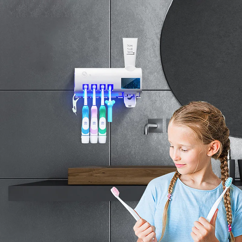 Automatic Toothpaste Solar Energy UV Toothbrush Holder Wall Toothbrush Sterilizer Dispenser Squeezers Bathroom Accessories thumbnail 4