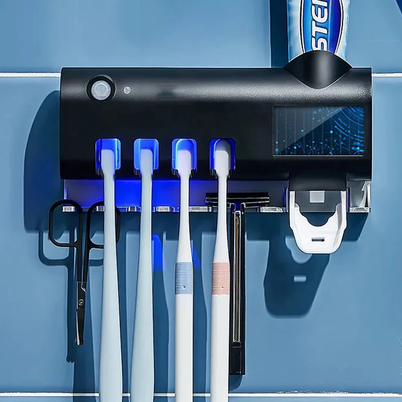 Automatic Toothpaste Solar Energy UV Toothbrush Holder Wall Toothbrush Sterilizer Dispenser Squeezers Bathroom Accessories thumbnail 2