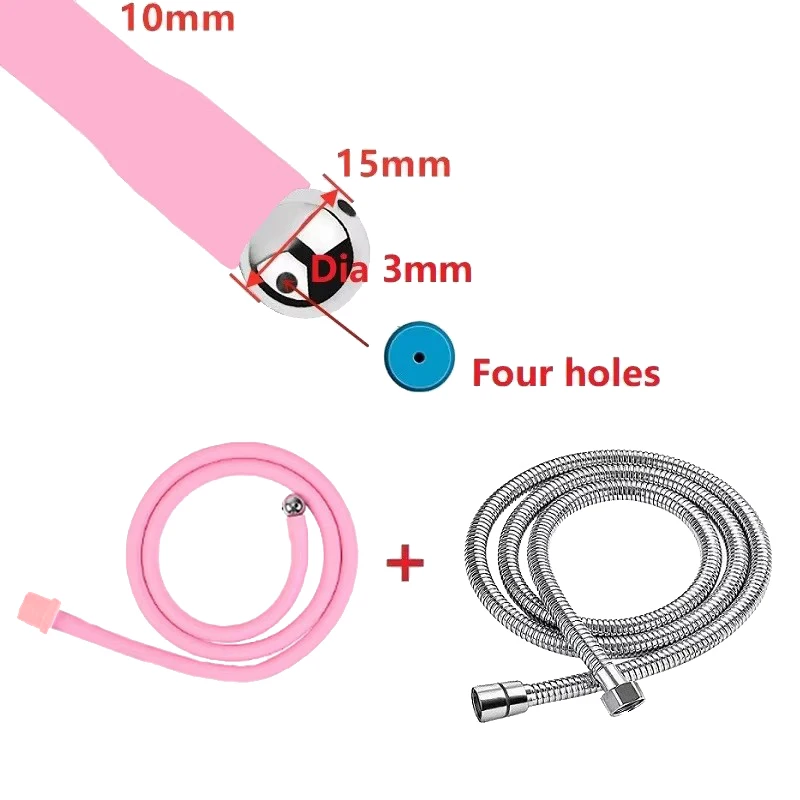 Pink Douche Silicone Enema Syringe Small Long  Anal Shower Cleaning Head Anal Beads Butt Plug Nozzle Tip Faucet Attachment Gay thumbnail 6