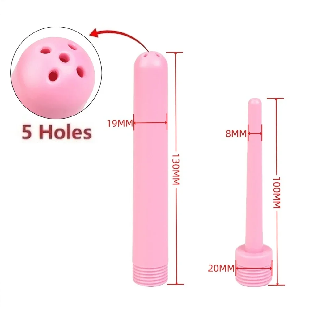 Pink Douche Silicone Enema Syringe Small Long  Anal Shower Cleaning Head Anal Beads Butt Plug Nozzle Tip Faucet Attachment Gay thumbnail 5