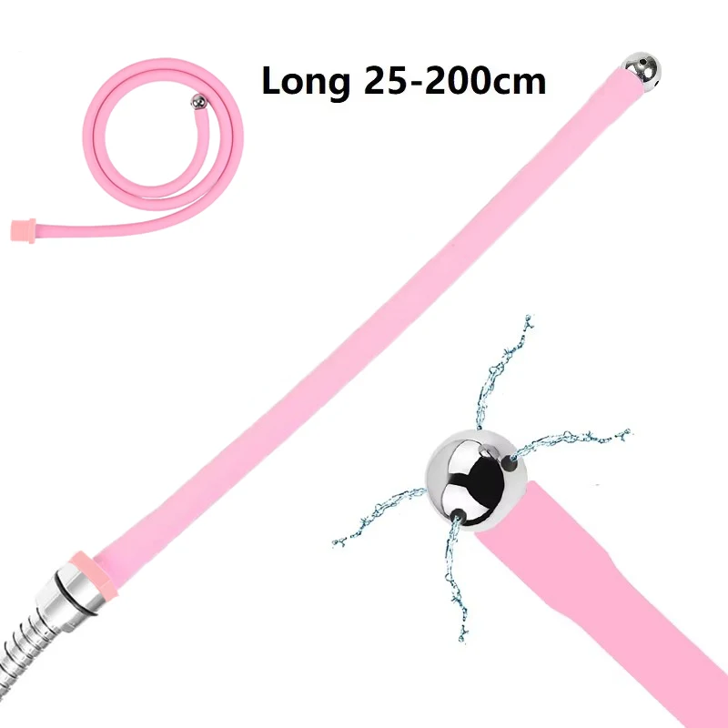Pink Douche Silicone Enema Syringe Small Long  Anal Shower Cleaning Head Anal Beads Butt Plug Nozzle Tip Faucet Attachment Gay thumbnail 3