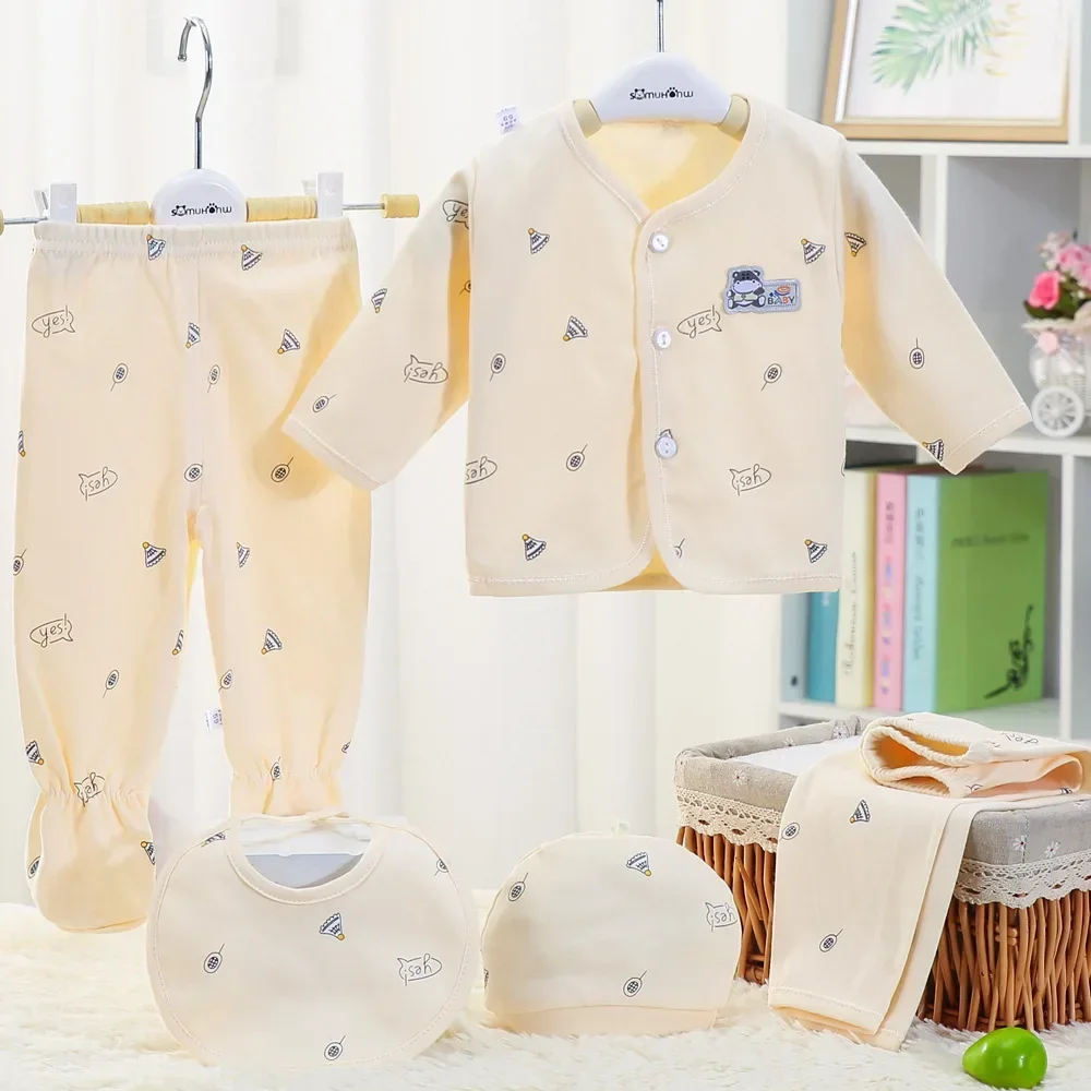 5pcs/set Children's Clothing Baby Hedgehog Newborn Set Pure Cotton 0-3M Baby Clothes Spring Autumn Pure Cotton Underwear Set thumbnail 4