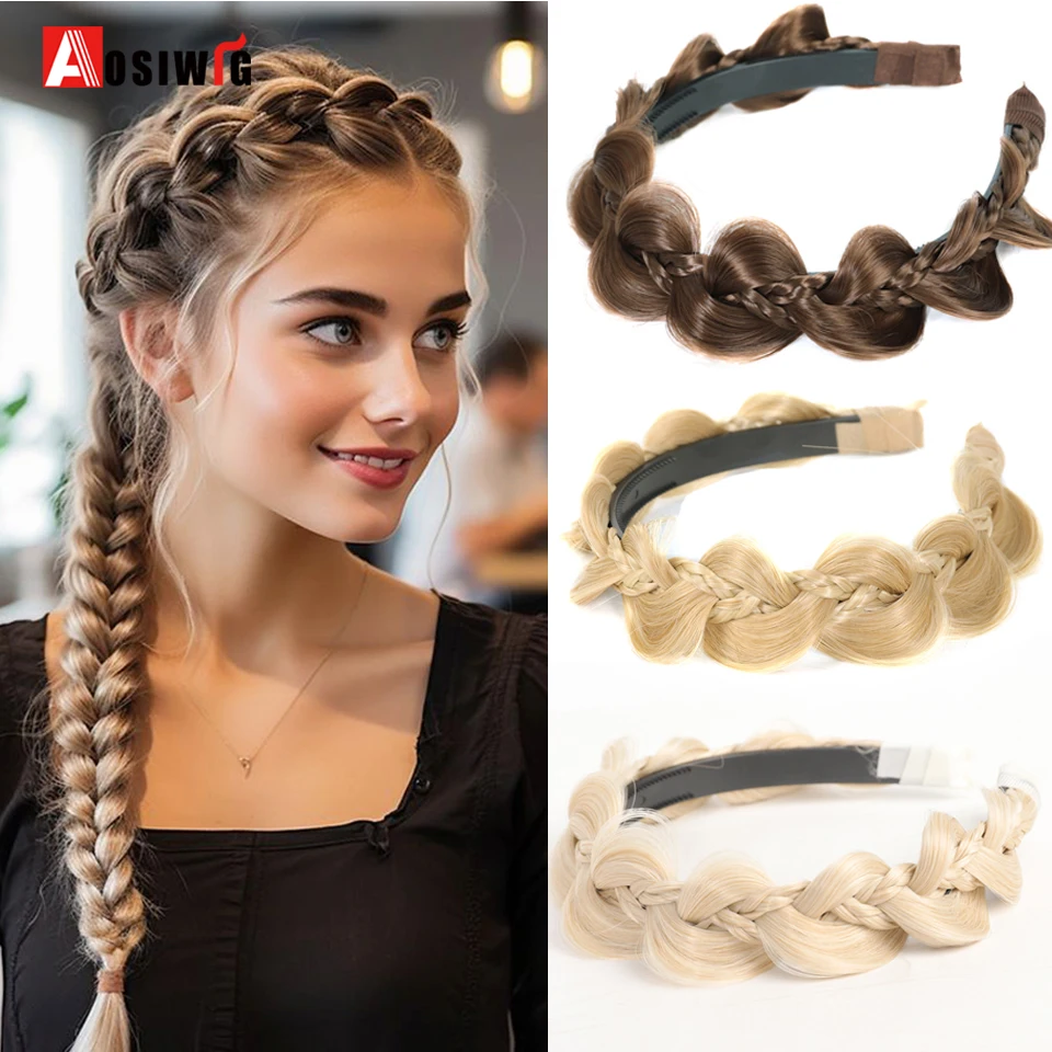 Synthetic Fishbone Braided Headband Hair Belt Plaited Hairband Bohemian Style Women Hairstyle Hairpieces Headwear Accessories Bl