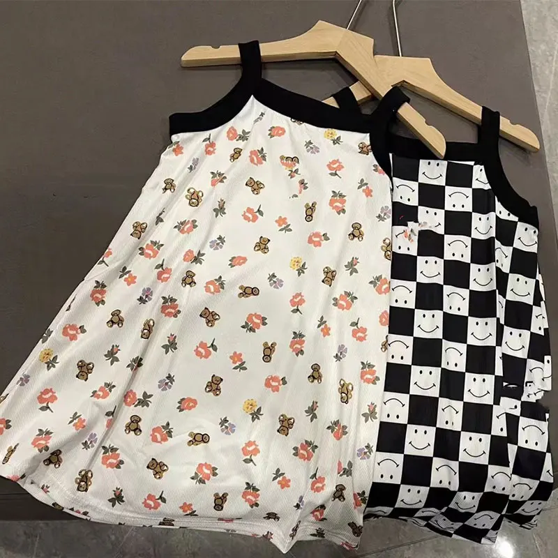 Kids Girls 100% Cotton Nightgown Cartoon Nightdress Girl Sleepwear Nightie Summer Sleeveless Cats Nightwear Children Clothes thumbnail 5