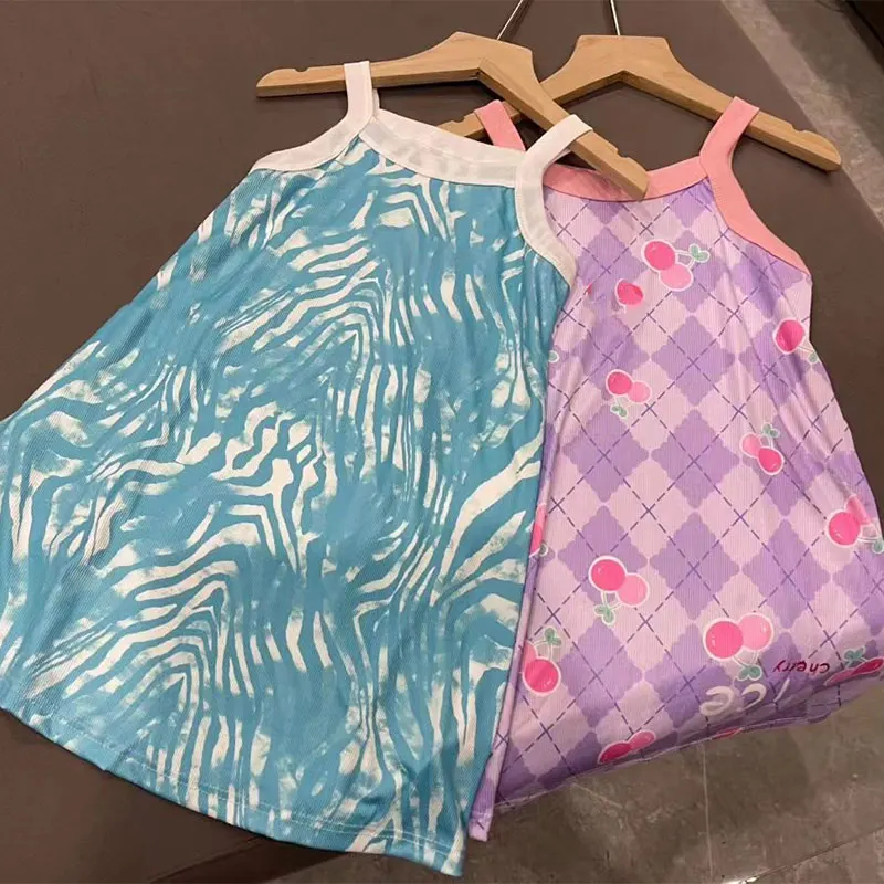 Kids Girls 100% Cotton Nightgown Cartoon Nightdress Girl Sleepwear Nightie Summer Sleeveless Cats Nightwear Children Clothes thumbnail 6