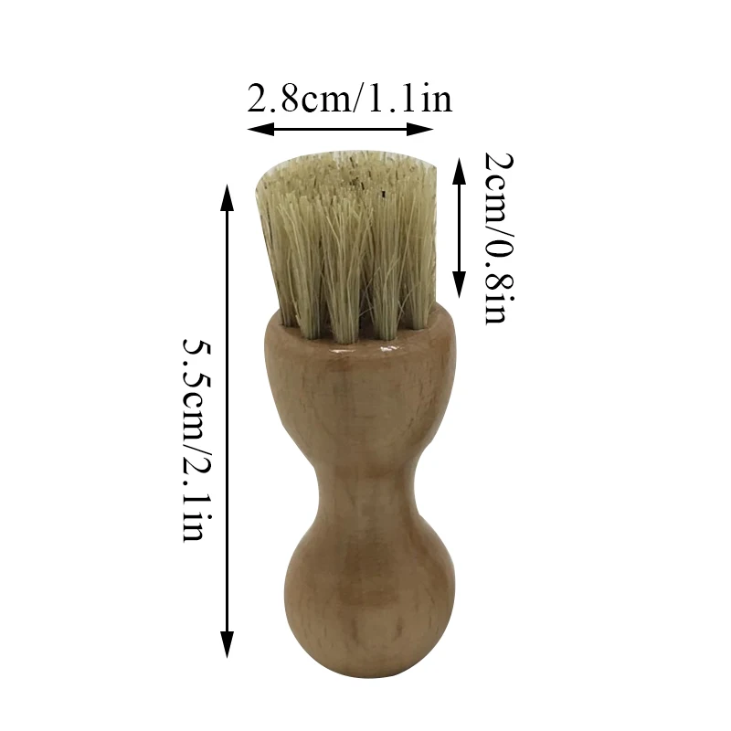 Gourd Shaped Hog Bristle Brushes For Sneakers Multifunction Leather Shoes Polish Brush Portable Wood Handle Home Cleaning Tool thumbnail 6