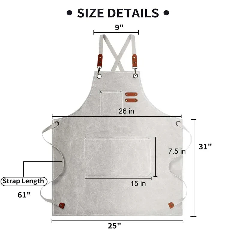 Household Canvas Apron Oil-proof Can Wipe Hands Kitchen CookingMen Women Adult with Tool Pockets Fashion Coffee Over Apron thumbnail 3