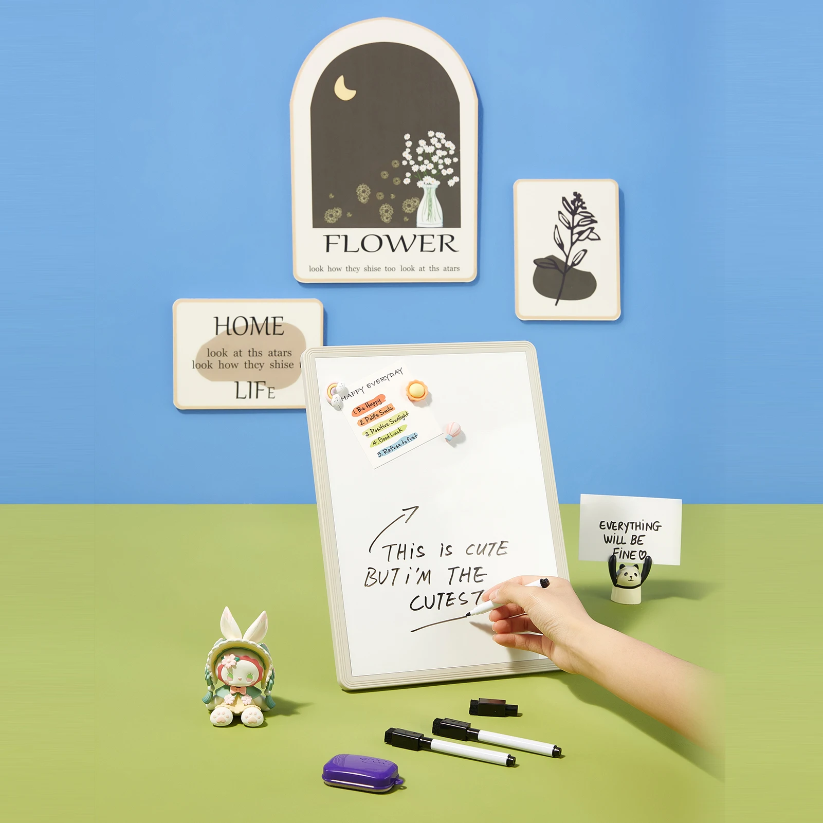 Versatile Magnetic Desktop Whiteboard with Stand-up Writing Board  Includes 3PCS Black Marker & 1 Eraser for Office/ School thumbnail 6