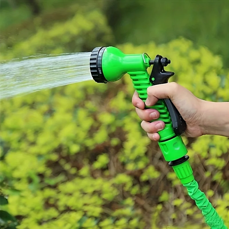 Garden Irrigation Water Pipe, Watering Nozzle, Garden Hose With 7-Function Nozzle, Car Cleaning Spring Pipe, Plastic Hose thumbnail 6