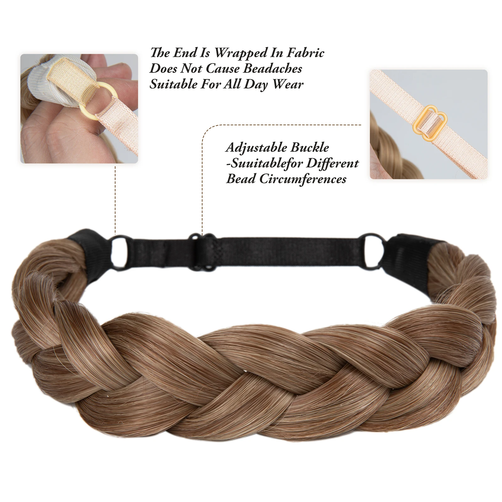 Synthetic Premium Adjustable Handmade Braided Elastic Band Hair Fashion Braiding Hair Headband Headwear For Women thumbnail 3