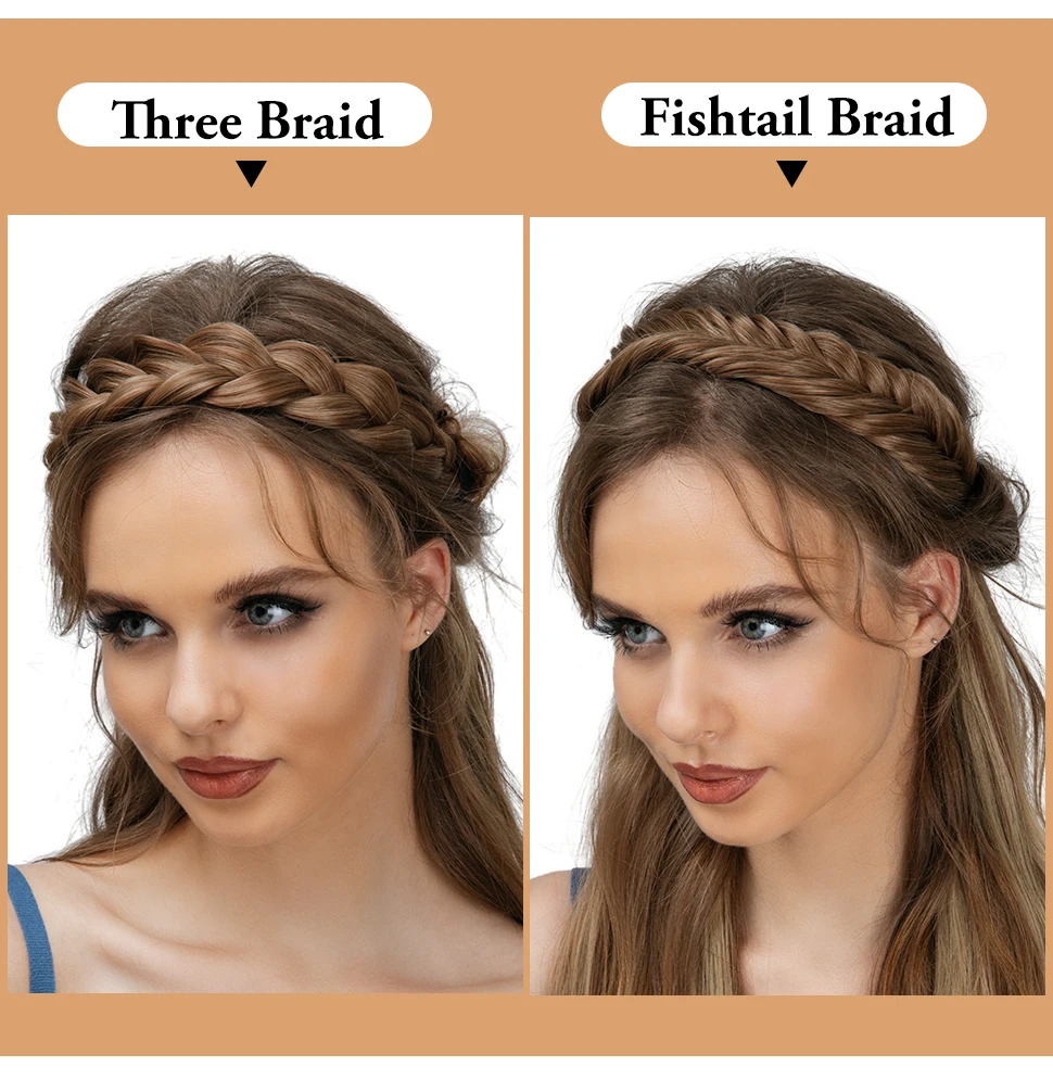 Synthetic Premium Adjustable Handmade Braided Elastic Band Hair Fashion Braiding Hair Headband Headwear For Women thumbnail 6