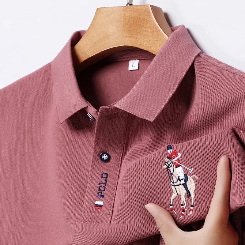Men's Embroidered Casual Fashion Short Sleeved POLO Shirt Summer Comfortable Top thumbnail 6