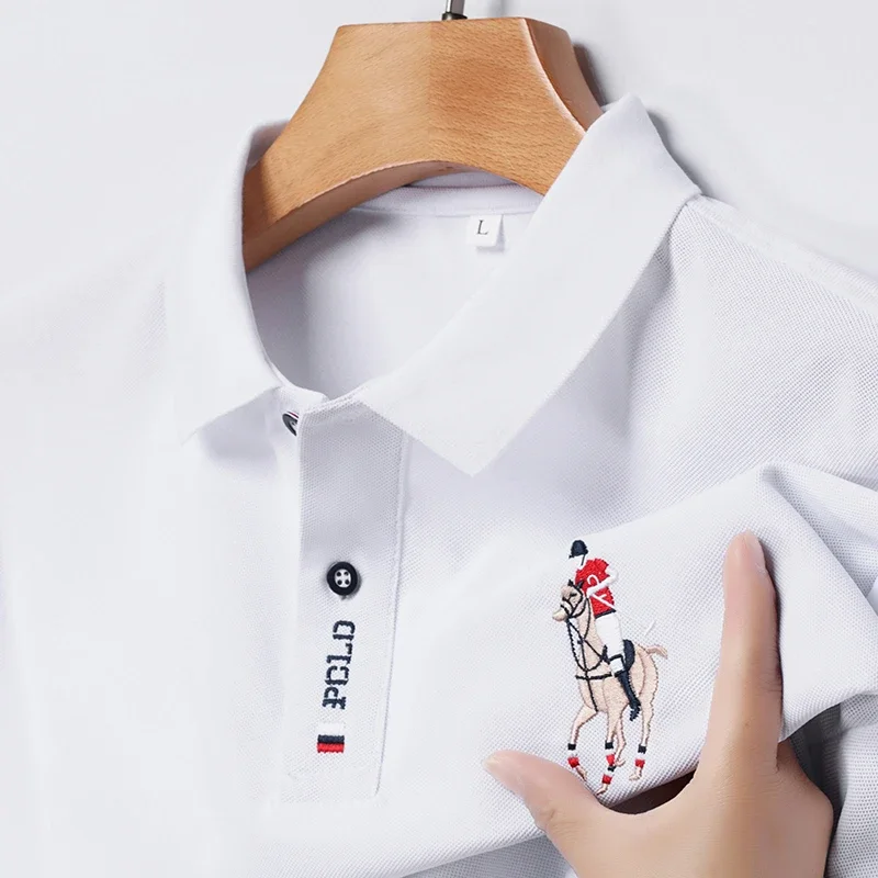 Men's Embroidered Casual Fashion Short Sleeved POLO Shirt Summer Comfortable Top thumbnail 5
