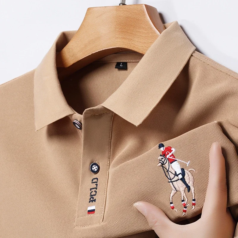 Men's Embroidered Casual Fashion Short Sleeved POLO Shirt Summer Comfortable Top thumbnail 2