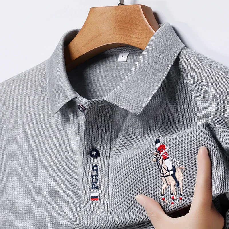 Men's Embroidered Casual Fashion Short Sleeved POLO Shirt Summer Comfortable Top thumbnail 3