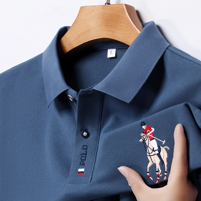 Men's Embroidered Casual Fashion Short Sleeved POLO Shirt Summer Comfortable Top thumbnail 4