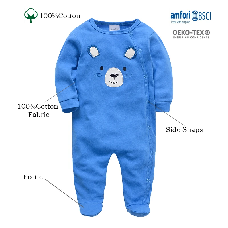 KAVKAS 1/2/3 Pcs Baby Boys Rompers Cartoon Print Overalls Cotton Infant Clothing Kids Jumpsuit Newborn Pajimas 0-3 Months thumbnail 2
