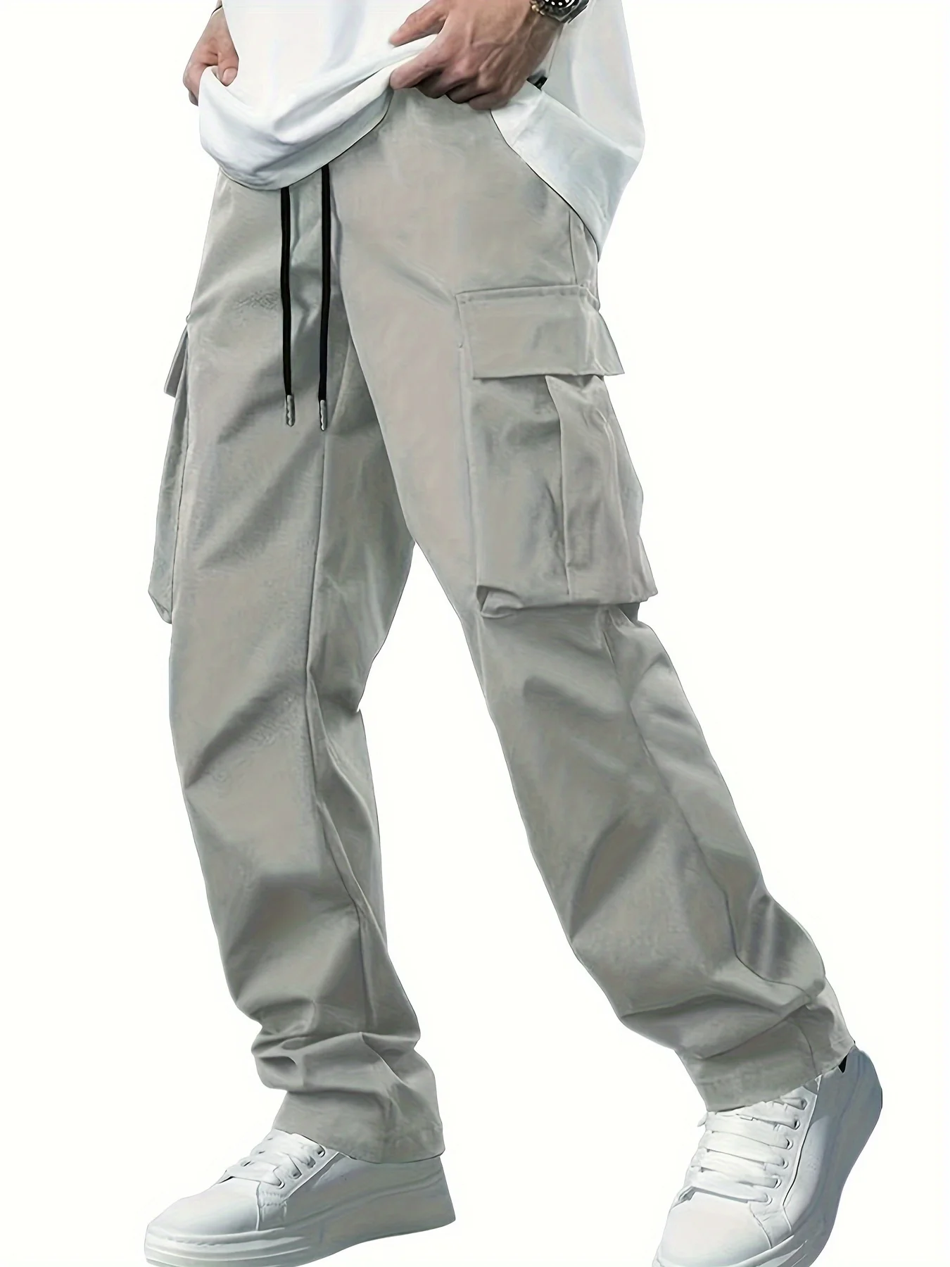 2025new men's workwear pants, European and American men's loose straight casual pants, men's workwear pocket pants thumbnail 6