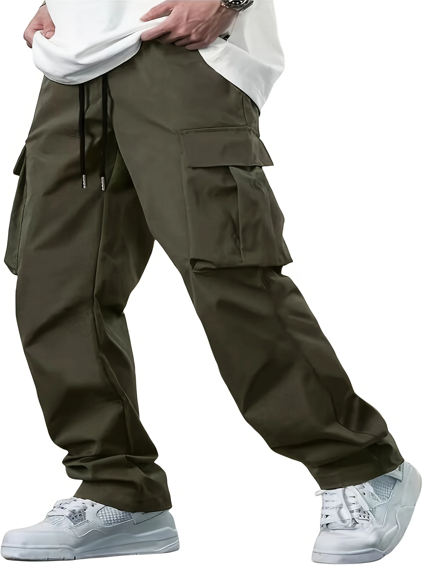 2025new men's workwear pants, European and American men's loose straight casual pants, men's workwear pocket pants thumbnail 2