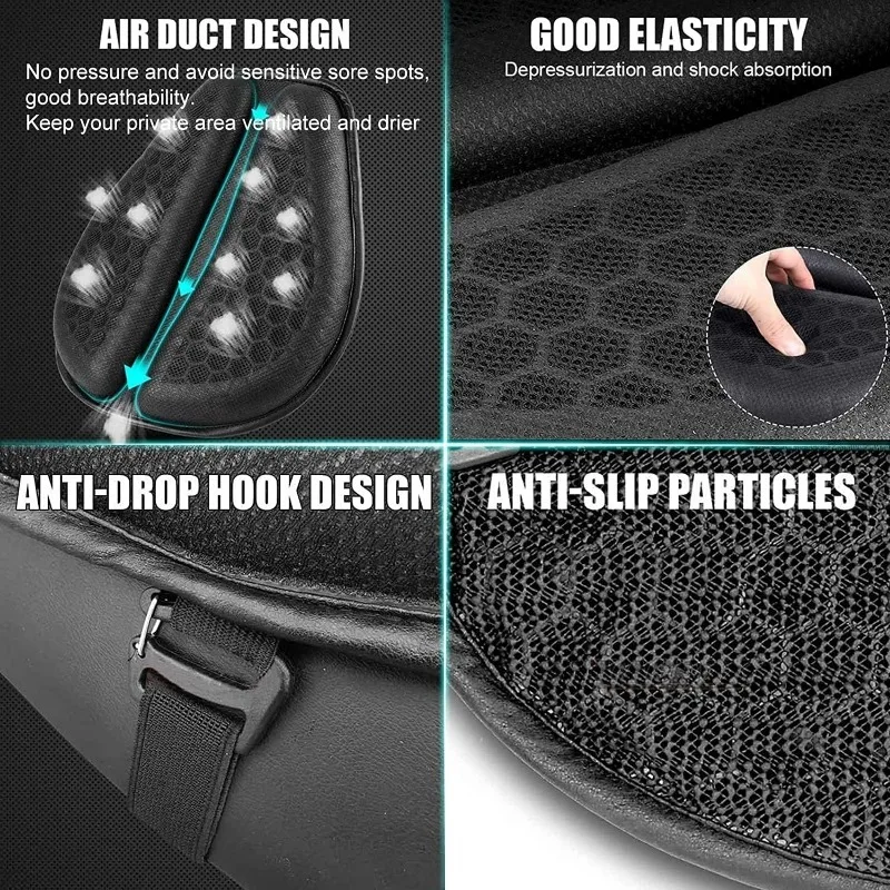 Motorcycle Seat Cushion 3D Honeycomb Anti-slip Motorcycle Gel Seat Cushion Moto Pressure Relief Ride Seat Pad Moto Accessories thumbnail 4