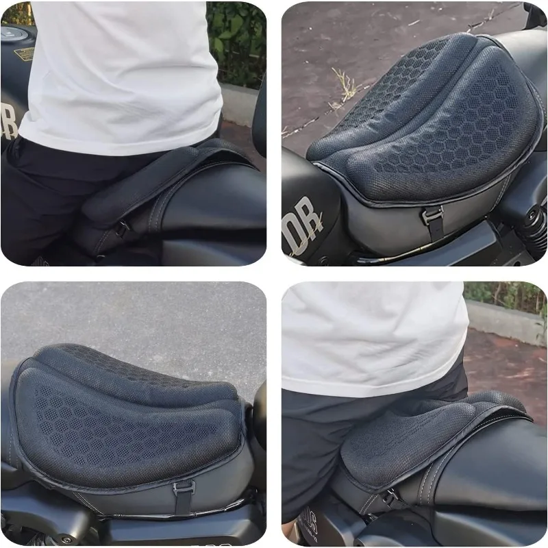 Motorcycle Seat Cushion 3D Honeycomb Anti-slip Motorcycle Gel Seat Cushion Moto Pressure Relief Ride Seat Pad Moto Accessories thumbnail 5