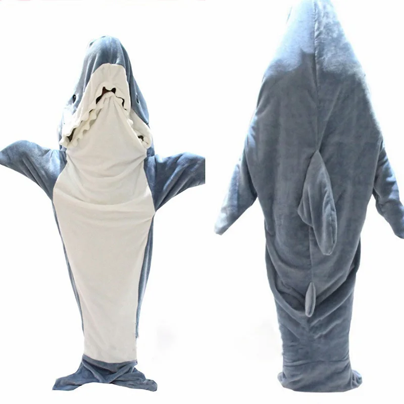 Large Size Shark Sleeping Bag Animal Flannel Pajamas Kids Men and Women One Piece Homewear Boy Girl Loose Robe Thickened Warm thumbnail 6
