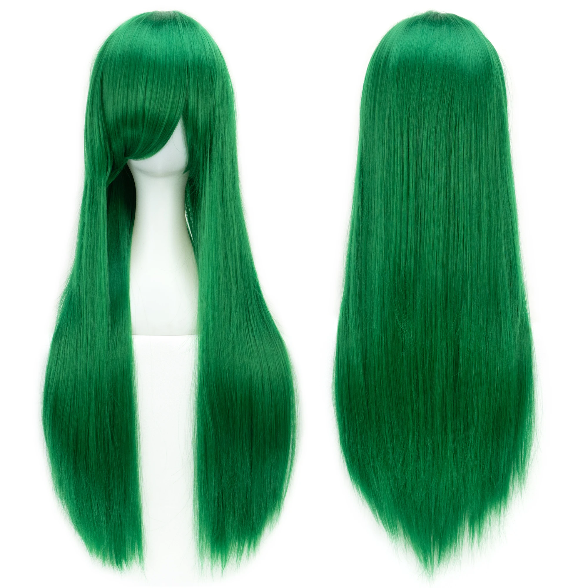 Soowee 80cm Long Synthetic Hair White Purple Cosplay Wigs Party Black Hair Straight Wig Hairpiece for Women thumbnail 2