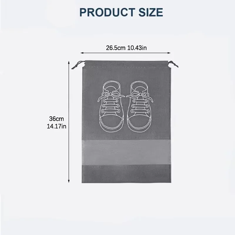 5/10pcs Shoes Storage Bag Closet Organizer Non Woven Travel Portable Bag Waterproof Pocket Clothing Classified Draw Hanging Bag thumbnail 2