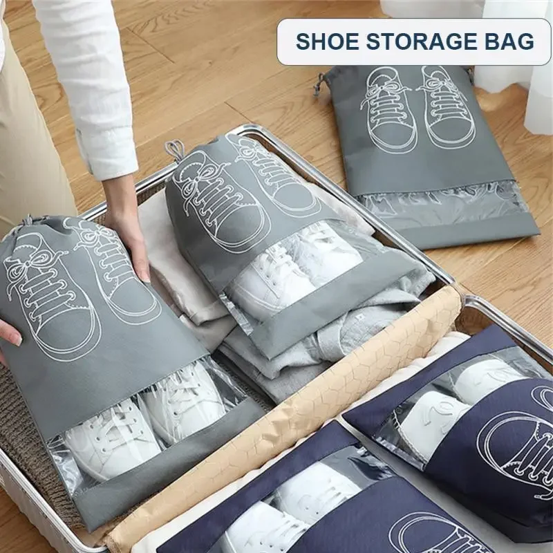 5/10pcs Shoes Storage Bag Closet Organizer Non Woven Travel Portable Bag Waterproof Pocket Clothing Classified Draw Hanging Bag thumbnail 6