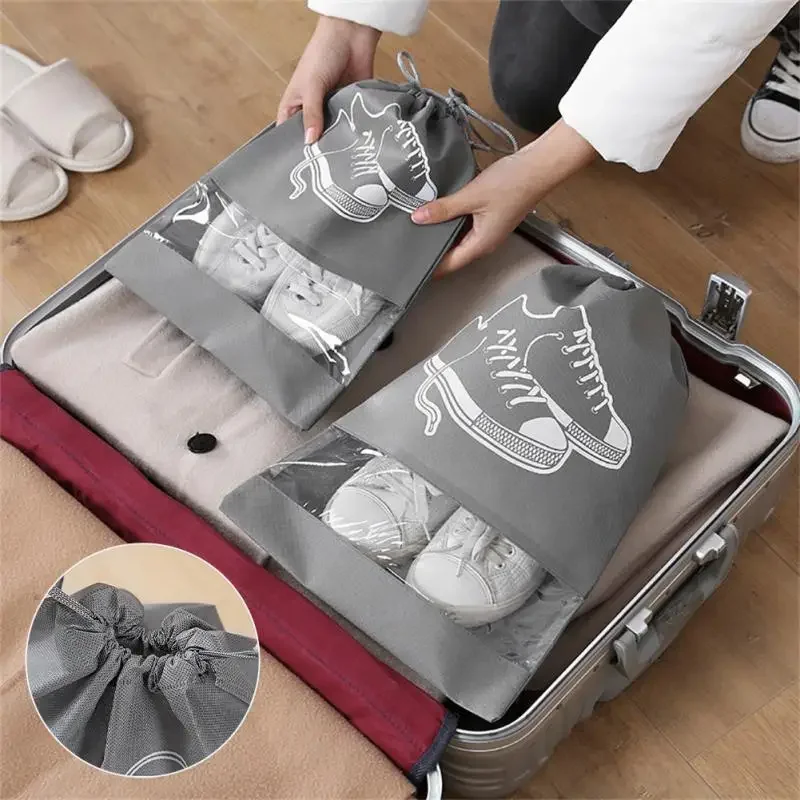 5/10pcs Shoes Storage Bag Closet Organizer Non Woven Travel Portable Bag Waterproof Pocket Clothing Classified Draw Hanging Bag thumbnail 5