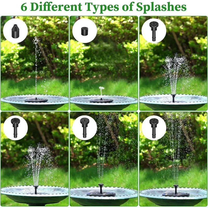 1W/1.5W/2.5W Outdoor Solar Fountain Suitable for Garden Pond Solar Fountain Pump Kit with 6 Nozzles for Garden Decoration thumbnail 4