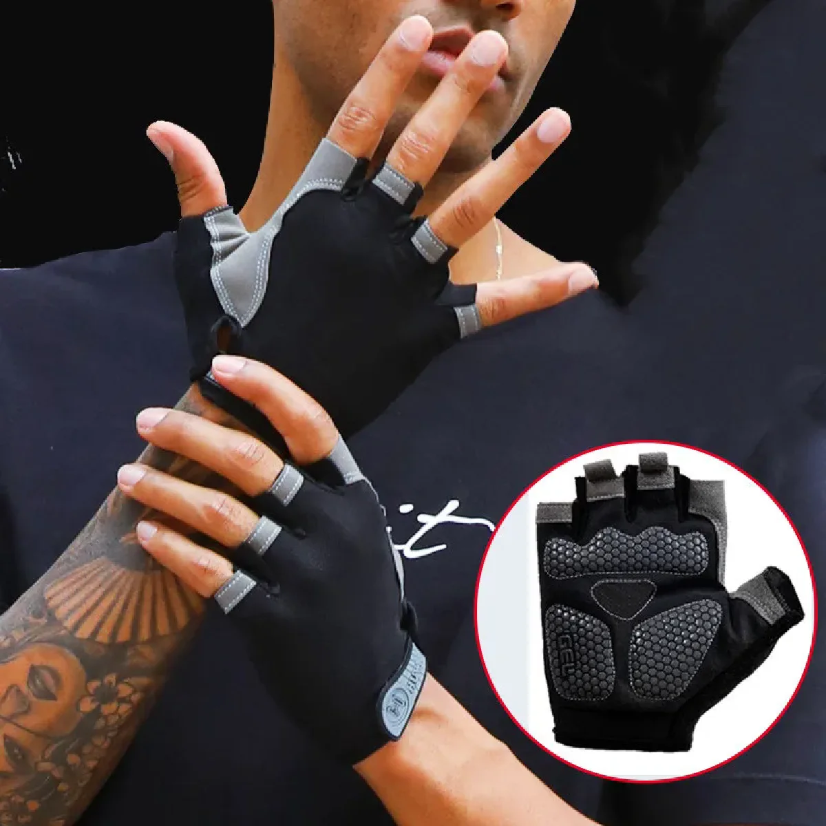 Weightlifti Gym Gloves Fitness Training Fingerless Women Men Bodybuilding Exercise Sports Gloves Cycling Anti Slip Breathable thumbnail 5