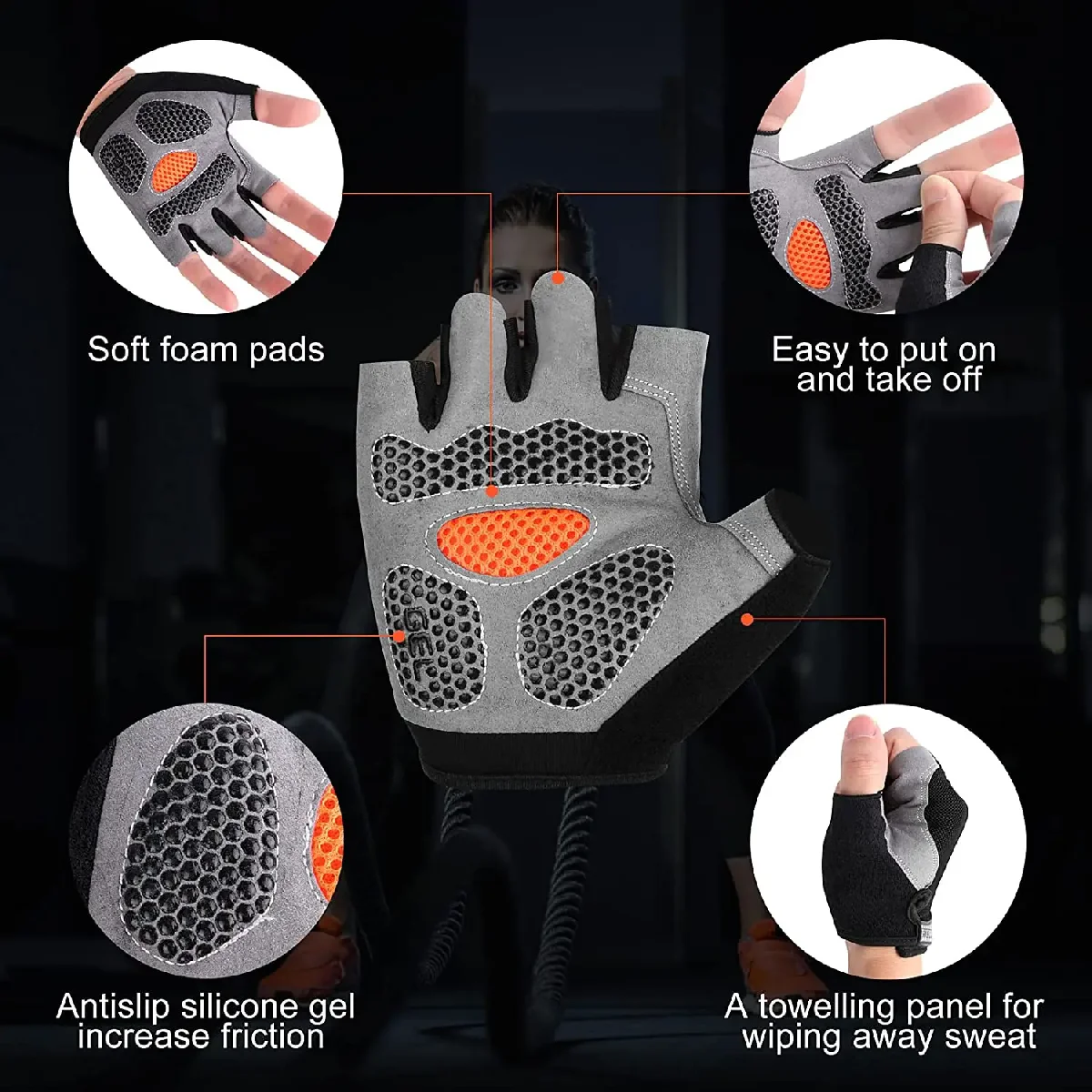 Weightlifti Gym Gloves Fitness Training Fingerless Women Men Bodybuilding Exercise Sports Gloves Cycling Anti Slip Breathable thumbnail 2
