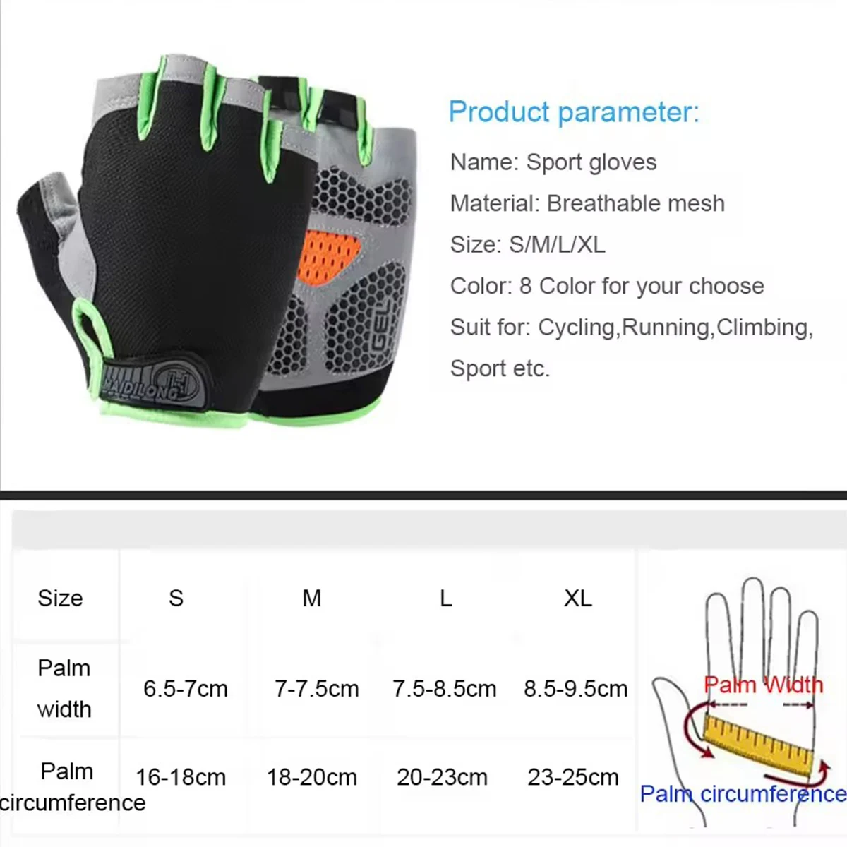 Weightlifti Gym Gloves Fitness Training Fingerless Women Men Bodybuilding Exercise Sports Gloves Cycling Anti Slip Breathable thumbnail 6