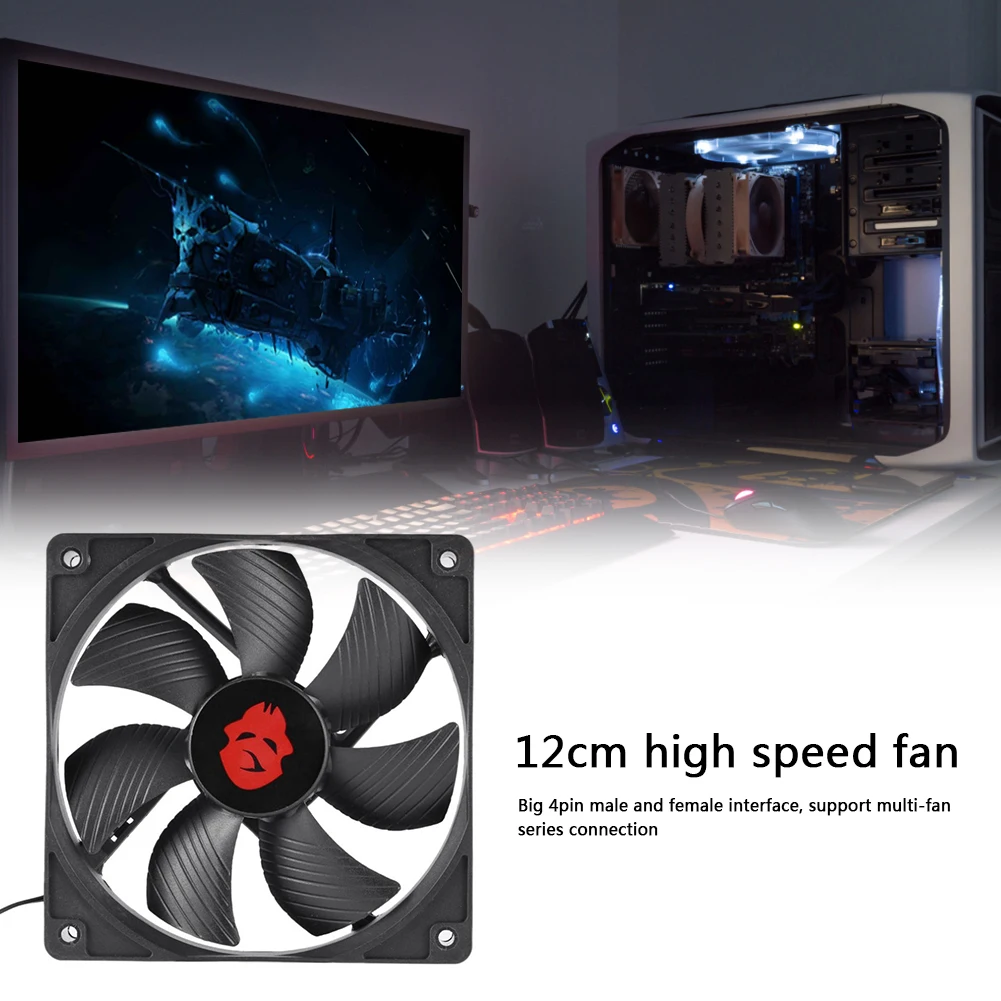 12cm 3000RPM Fan Cooling 12V PC Case Radiator Cooler 120MM Big 4Pin Desktop Chassis Workstation Cabinet Heatsink Fan Server Fans thumbnail 2
