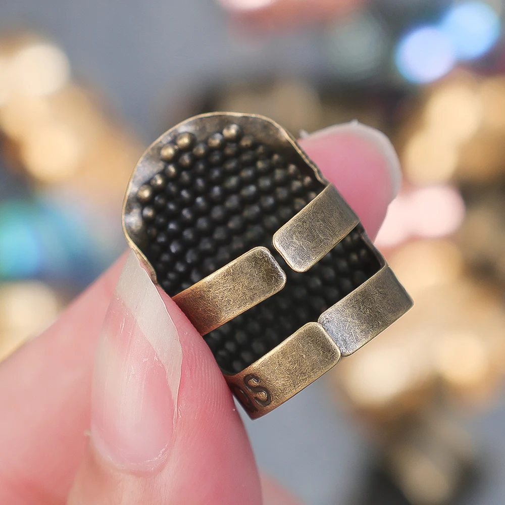 Adjustable Sewing Thimble Retro Sewing Finger Protection Cover Needle Thimble Ring Handmade DIY Craft Embroidery Sewing Tools thumbnail 4