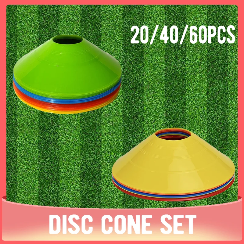 20/40/60 pcs Cone Set Soccer Football Training Equipment for Kid Disc Cones Agility Exercise Sport Training Accessories