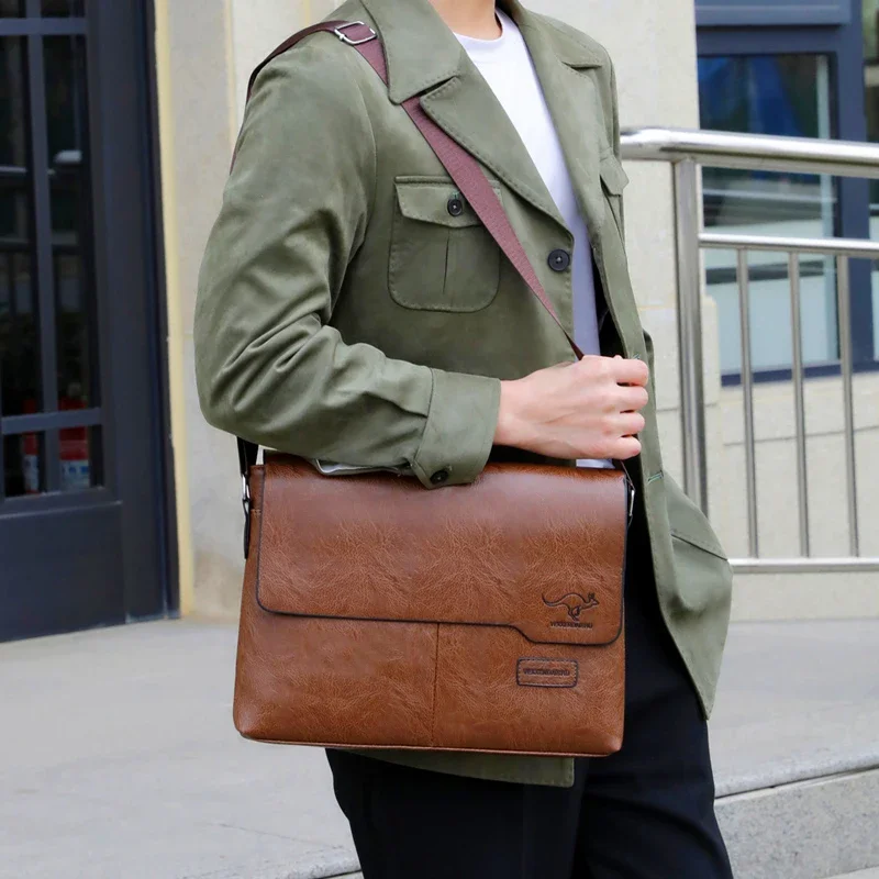 Luxury Brand Men Shoulder Bag For IPAD Leather Business Handbag Men Messenger Bag Large Side Sling Bag Fashion Man Crossbody Bag thumbnail 2