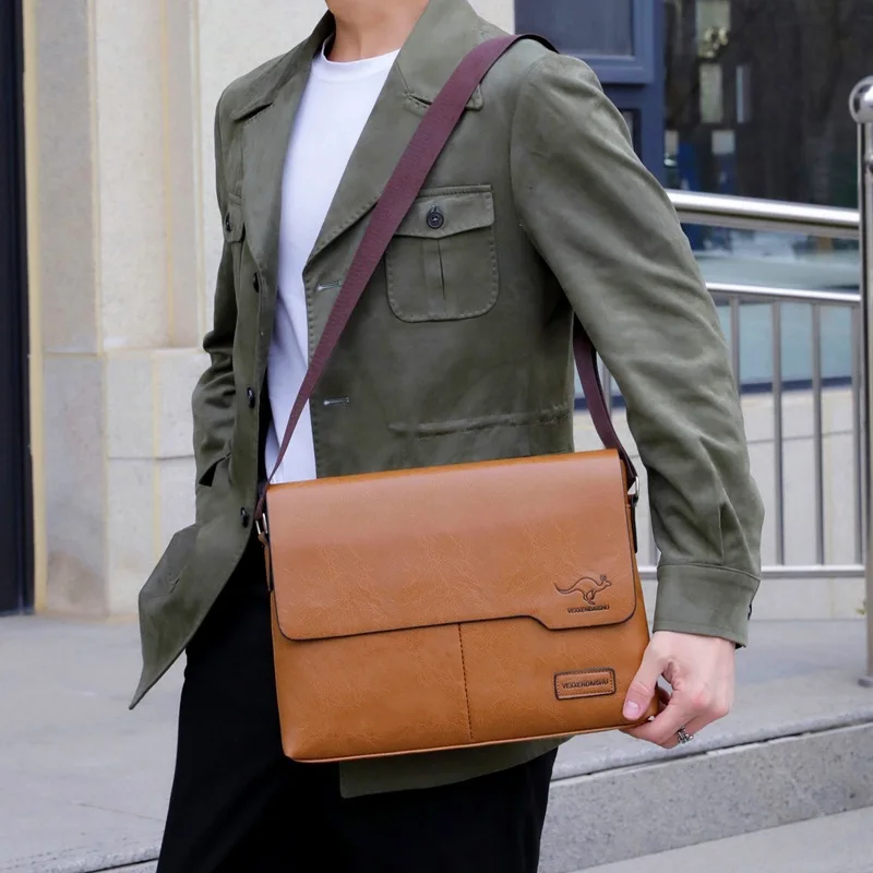 Luxury Brand Men Shoulder Bag For IPAD Leather Business Handbag Men Messenger Bag Large Side Sling Bag Fashion Man Crossbody Bag thumbnail 3