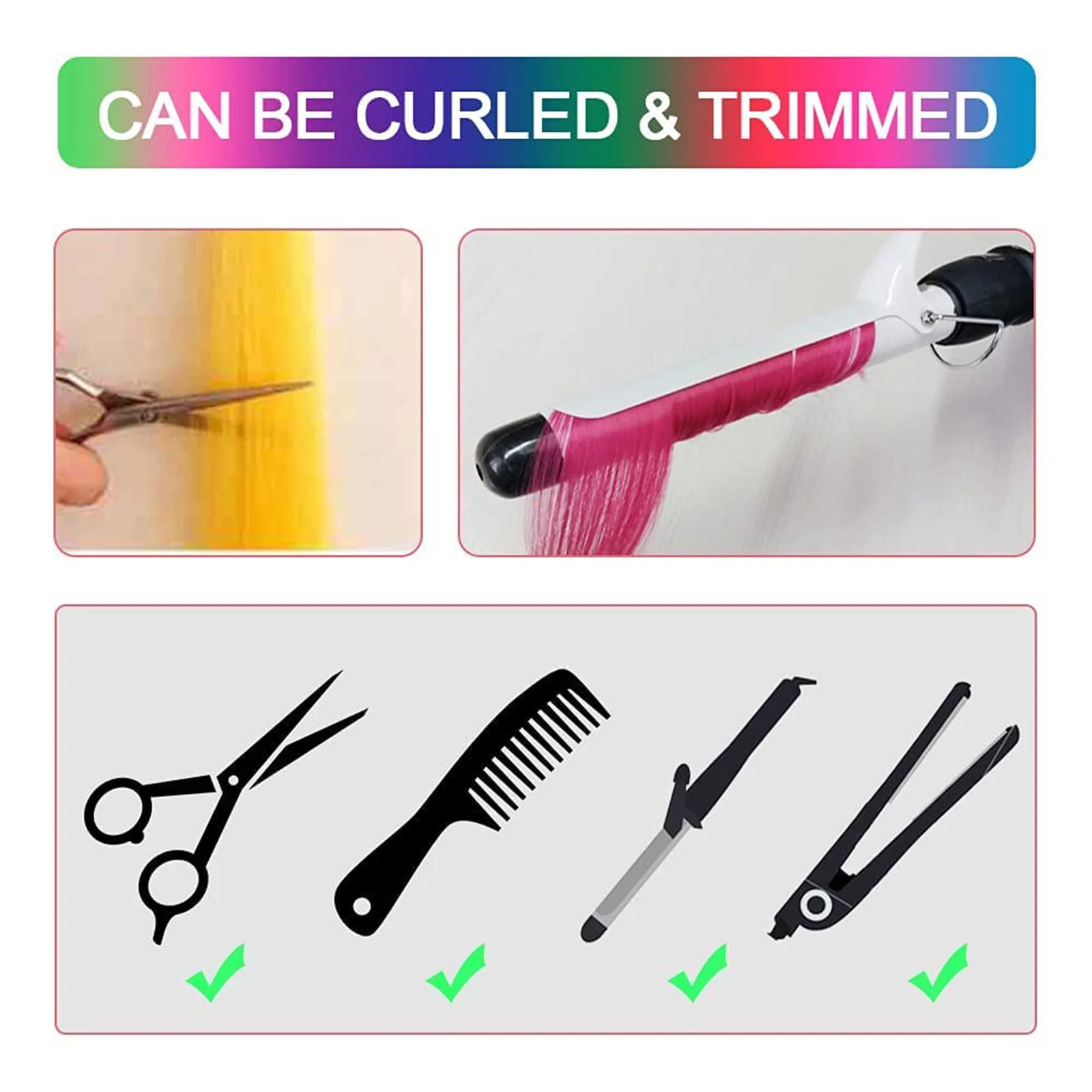 Synthetic 10Pcs Colored Party Highlights Clip in Hair Extensions for Girls Multi-colors Straight Hair  Hairpieces for Daily Use thumbnail 4