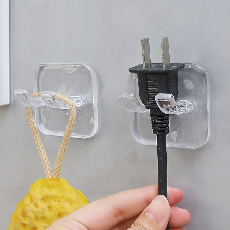 20/1PCS Punch Free Shaving Razor Holder Transparent Wall Mounted Hooks Home Kitchen Power Plug Socket Holder Bathroom Accessory thumbnail 2