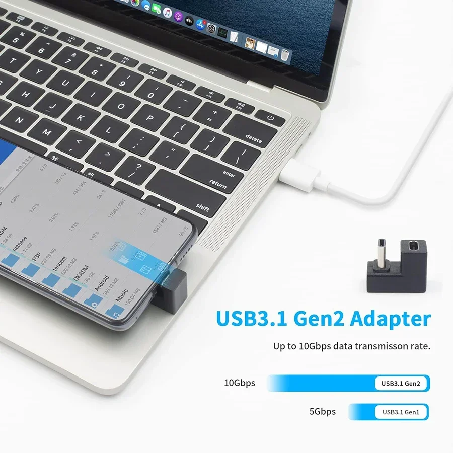 1-3PCS Type-C USB 3.1 10Gbps PD 60W Charging Cable Adapter 180 Degree Type-C Male to Female U Shape Connector for Phone Tablet thumbnail 2