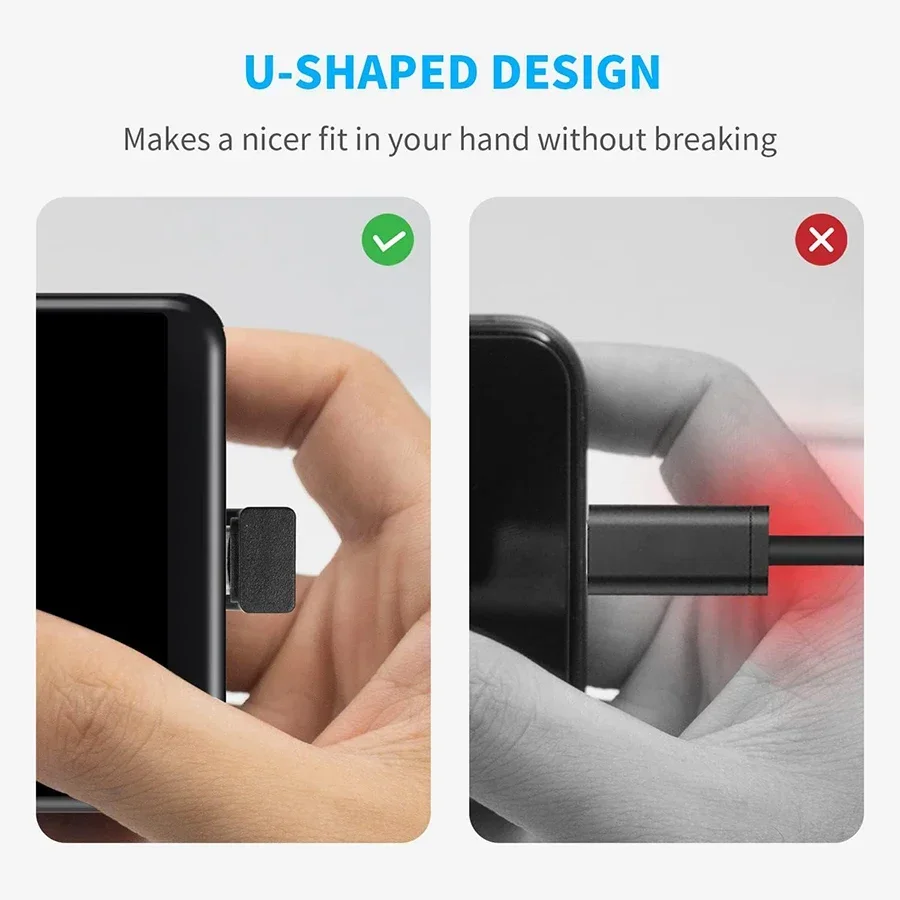 1-3PCS Type-C USB 3.1 10Gbps PD 60W Charging Cable Adapter 180 Degree Type-C Male to Female U Shape Connector for Phone Tablet thumbnail 6