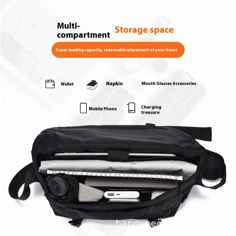 Causal Nylon Shoulder Man Bag Japanese Teenager School Laptop Sling Men's Bag Streetwear Travel Cross Bag Messenger Bags for Men thumbnail 4