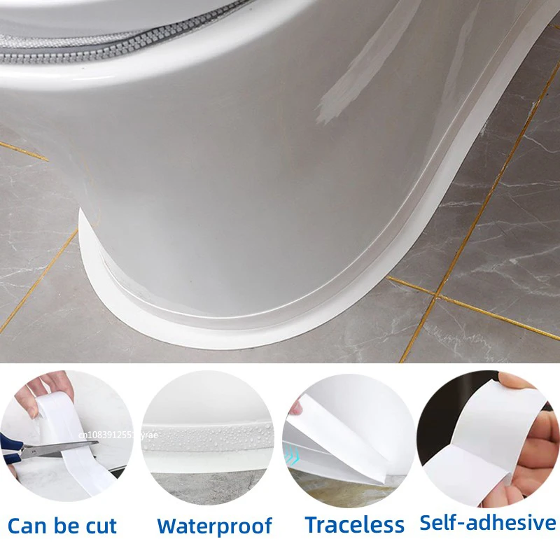 PVC Sealing Strip Tape for Bathroom Bath Toilet Kitchen Caulk Tape Self Adhesive Waterproof Wall Sticker Mold Proof Tapes 1 Roll thumbnail 5
