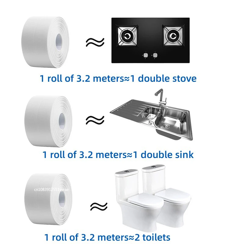 PVC Sealing Strip Tape for Bathroom Bath Toilet Kitchen Caulk Tape Self Adhesive Waterproof Wall Sticker Mold Proof Tapes 1 Roll thumbnail 2